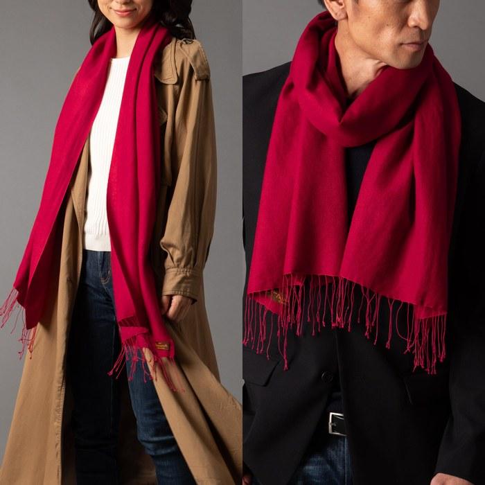 Pashmina Collection Cashmere Silk Stole Gift Box Wine Red 45x180cm