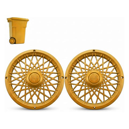 Trash Can Rim Cover, Modern Decorative Wheel Rim Cover, Spider-Spoke Style Wheel Rim Accessory for Standard Residential Garbage Bin