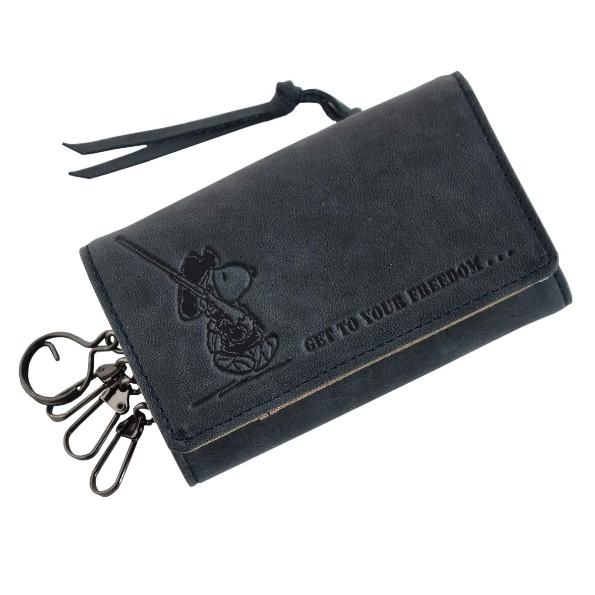 

PEANUTS Key Case for Men and Genuine Coin Series [Peanuts] Women, Leather, Simple, 4-Key Hook, Billfold, Purse, FREEDOM [37262] (Navy)