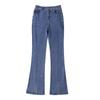 Calças Flare Plus Size Femininas Skinny Stretch com Fenda de Cintura Alta