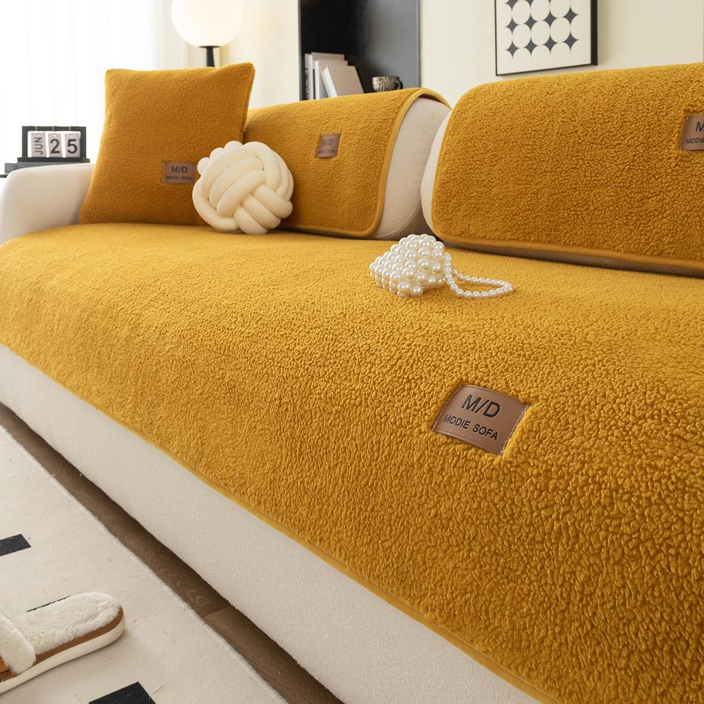 Lamb Plush Sofa Cushion Autumn And Winter  New Thickened Four-Season Universal Seat Cushion Non-Slip Cover Cover Cloth Towel
