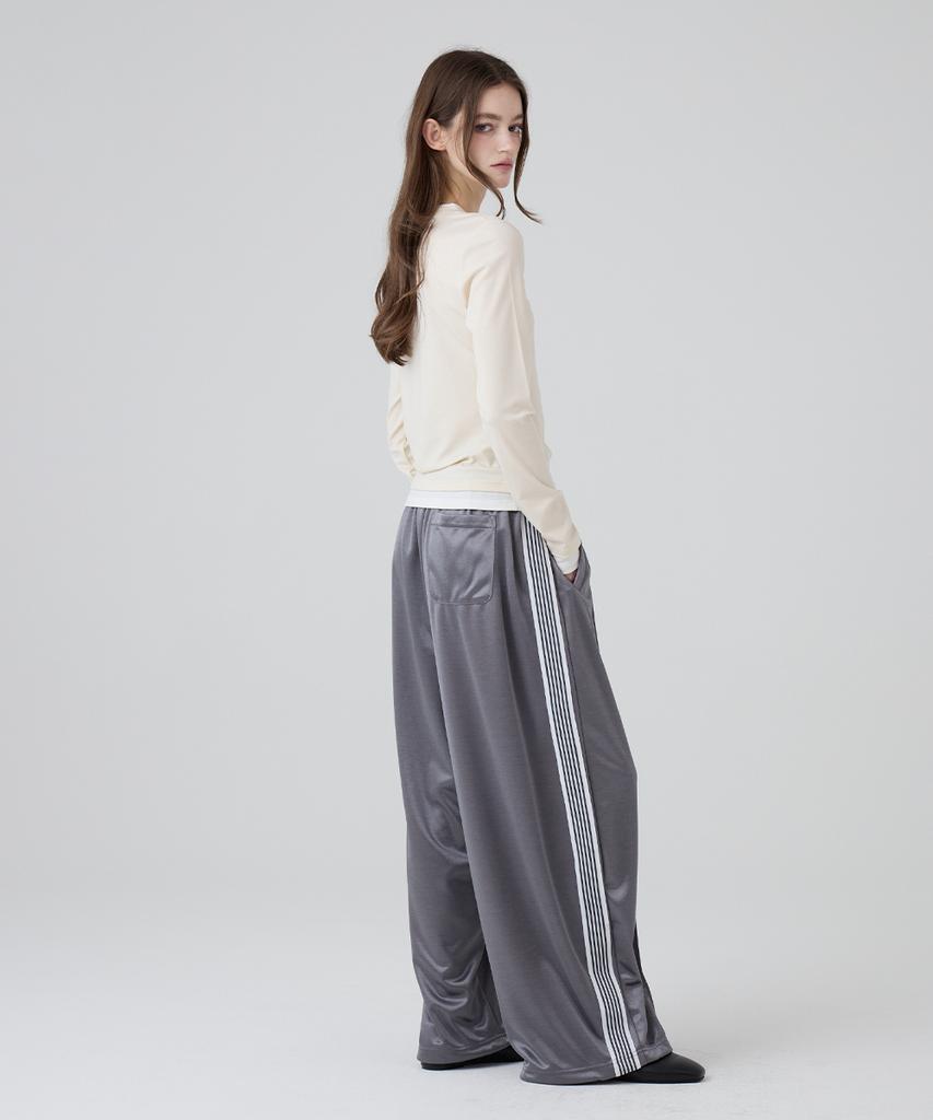DANGLEDROP Dgdp Balloon Fit Curved Line Track Pants_Charcoal Gray