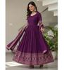 Indian Women Designer Vichitra Silk Gown Bollywood Salwar Kameez Party Wear Anarkali Salwar Suit