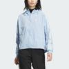 Adidas Originals Adibreak Hooded Windbreaker Jacket, Women's Snap Button Closure Powder Blue Outerwear JI7481