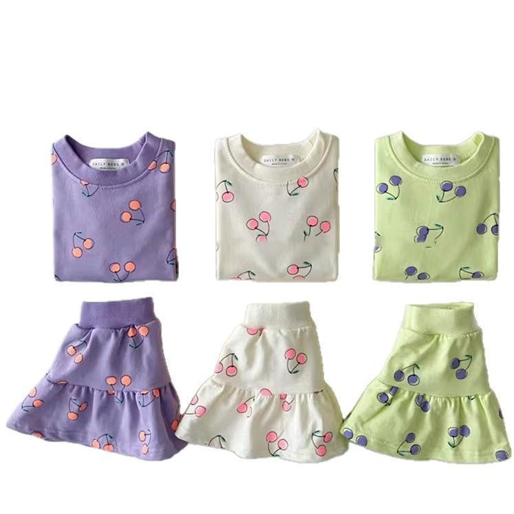 Infant Girl Summer Two-Piece Set: Cute Short Sleeve Top & Skirt