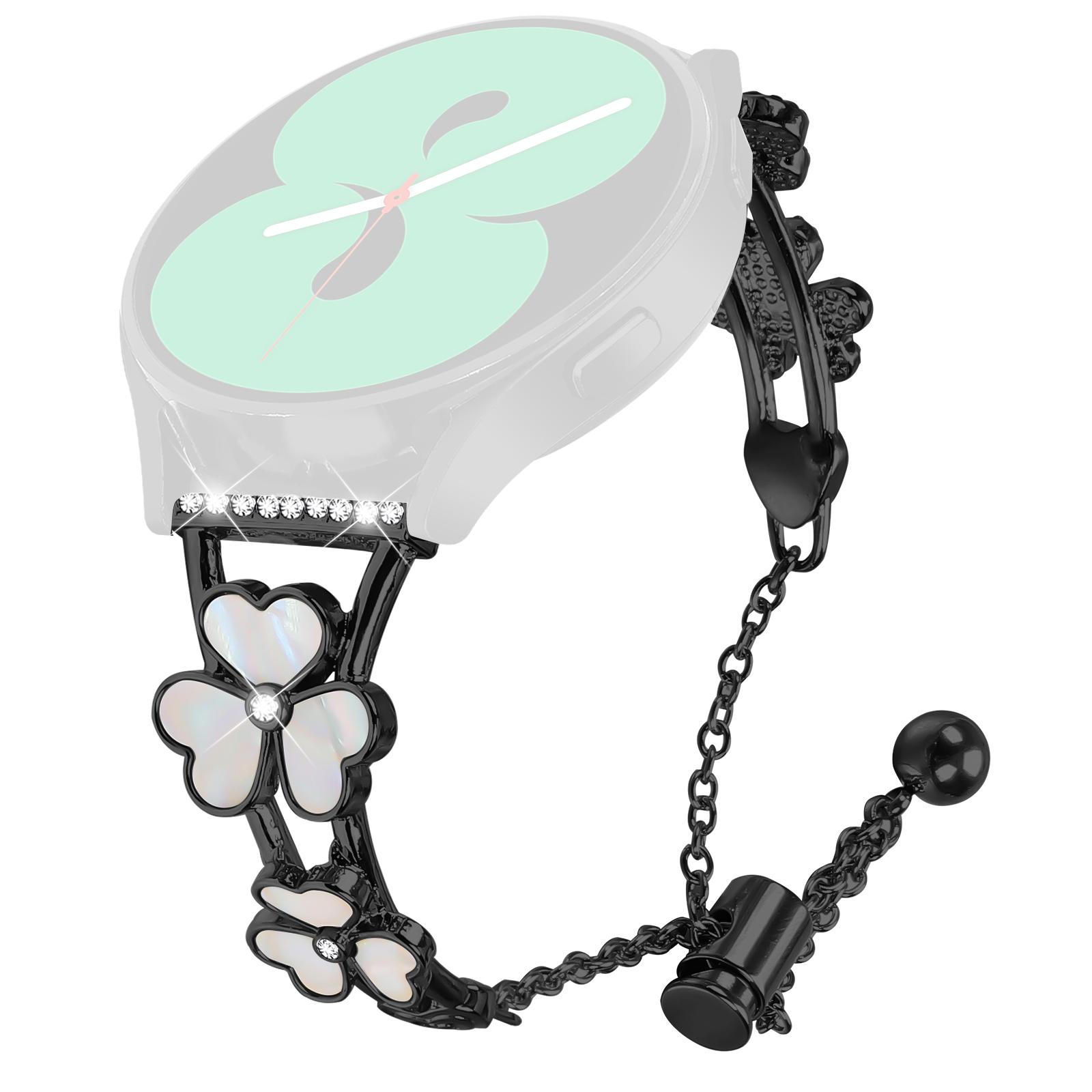 

Для Samsung Gear Sport/S2 Classic Ремешок для часов Сердечко Клевер Декор Металлический ремешок из цинкового сплава Black