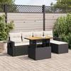 VidaXL Garden Lounge Set 6 Pcs with Cushions Black Braided Resin 3327136