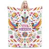 Colored Mexican Flower Bird Blanket Flannel Blanket Comfortable Plush Blanket For Nap Sofa Decor