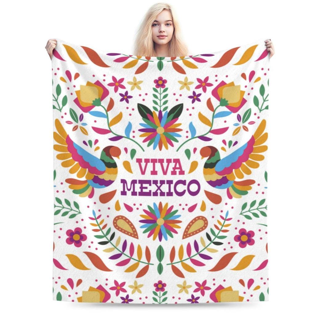Colored Mexican Flower Bird Blanket Flannel Blanket Comfortable Plush Blanket For Nap Sofa Decor