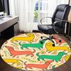 1PC Dogs Pattern Office Round Area Rug, Indoor Mat Suitable ForOffice, Under Office Chairs Bedroom Living Room Home Decor, Room Deco, D010