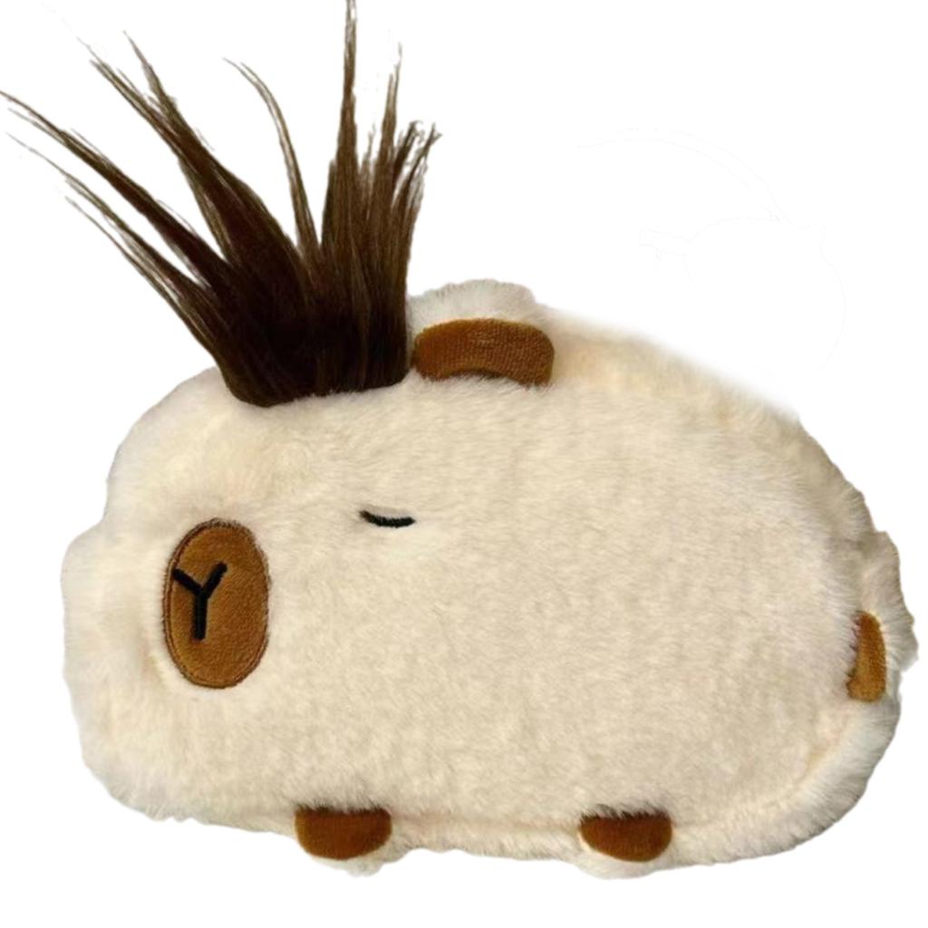 Lovely Capybaras Sturdy Plush Pencil Case Soft Multipurpose Compartment Organizers for School and Travel Supplies
