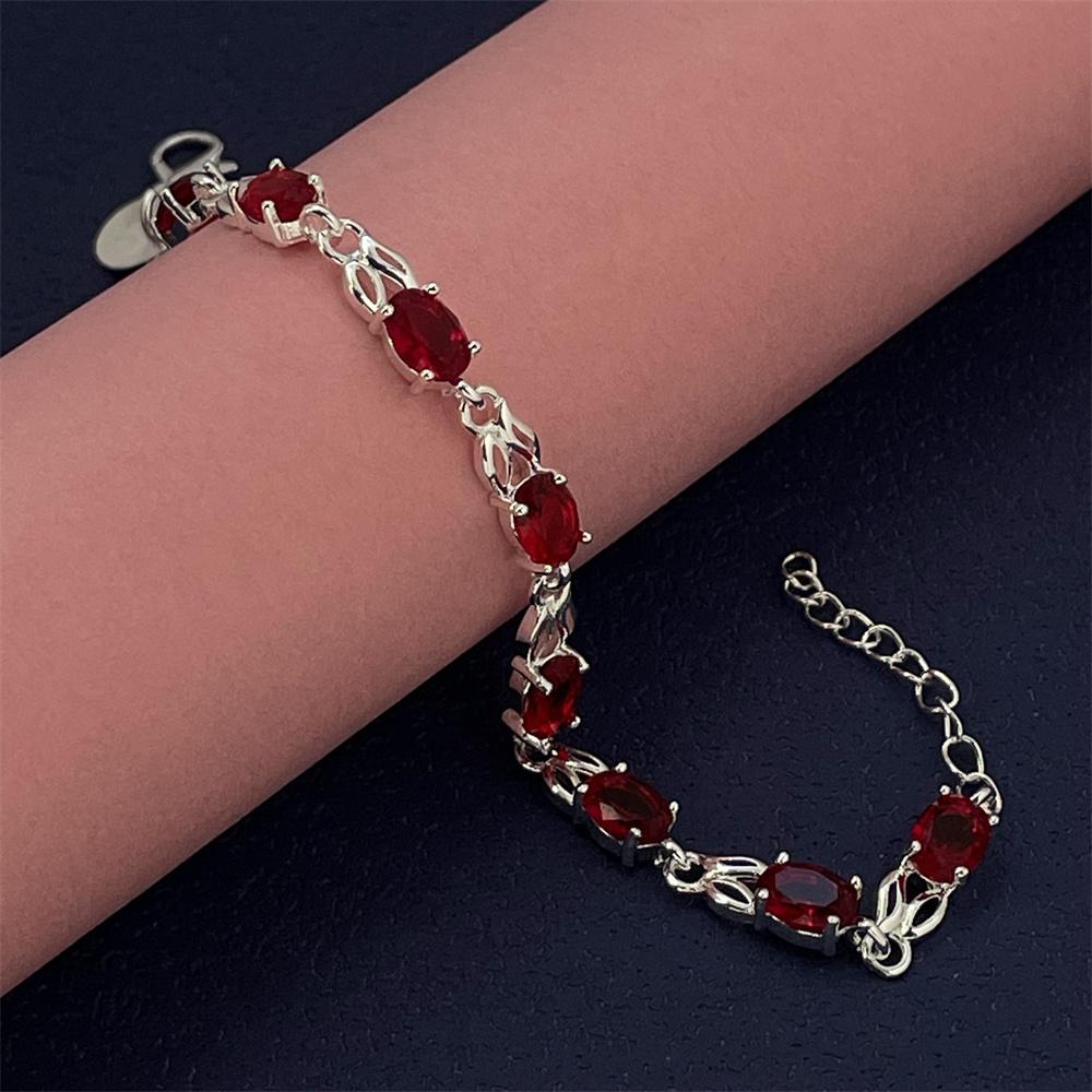 Fashion silver color red stone bracelet men and women fashion jewelry birthday jewelry