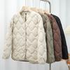 Autumn and Winter New Women's V-neck Light Down Jacket Rhombus Grid Loose White Duck Down Warm Thin Jacket