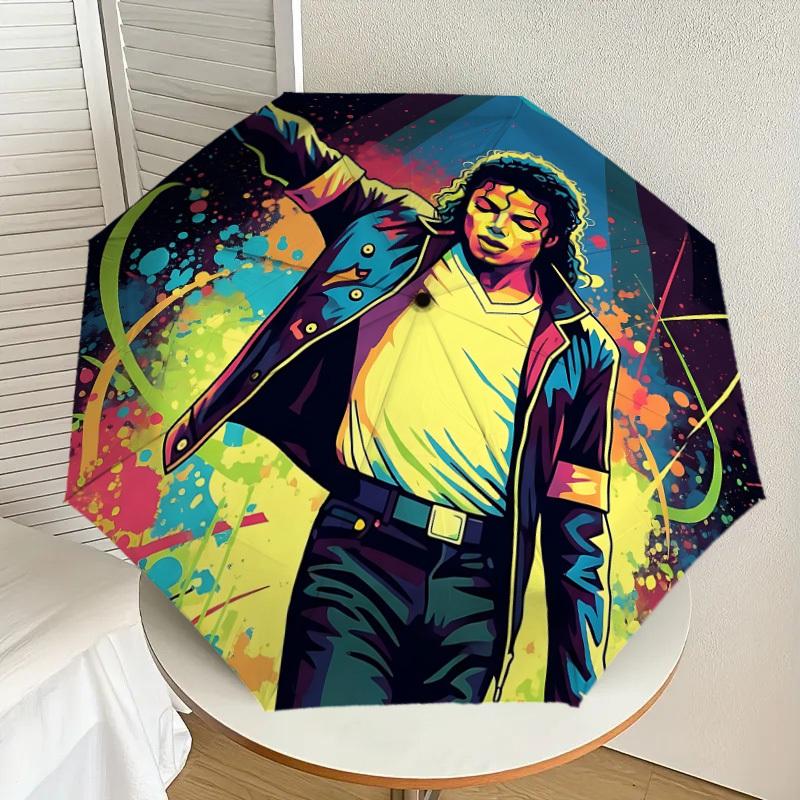 1pc Michael Jackson Dance Icon Automatic Folding Umbrella, Portable Collapsible Design, Casual Outdoor Accessory L1127120