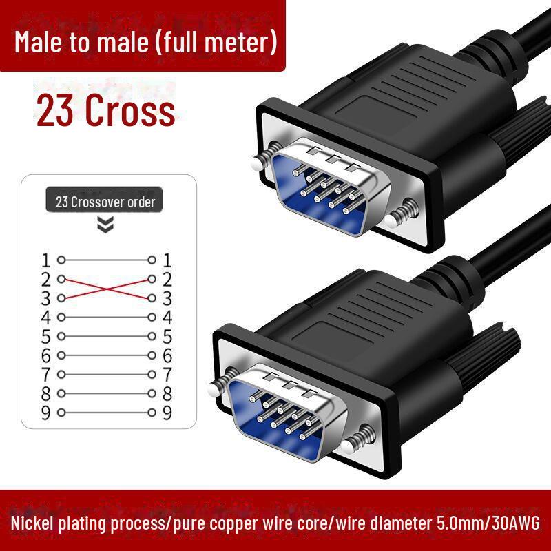 Cablu Serial DB9 Cupru Pur RS232, Mascul-la-Mascul și Femelă-la-Femelă, Conector Mașină de Gravat în Cruce, Miez cu Nouă Pini.