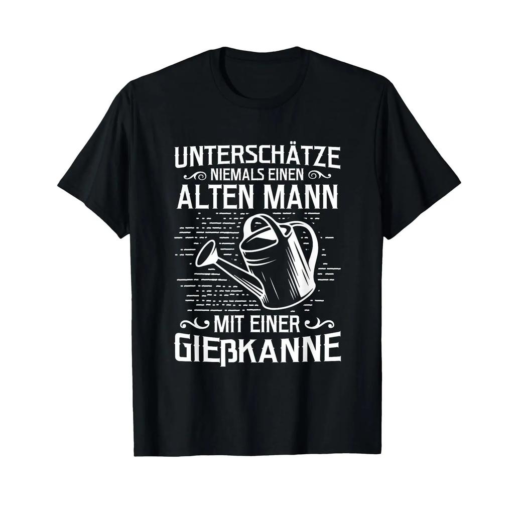 Underestimate Never An OldunisexWith A Watering Can T Shirt vintage Washed Versatile Casual Slightly Breathable Stylish