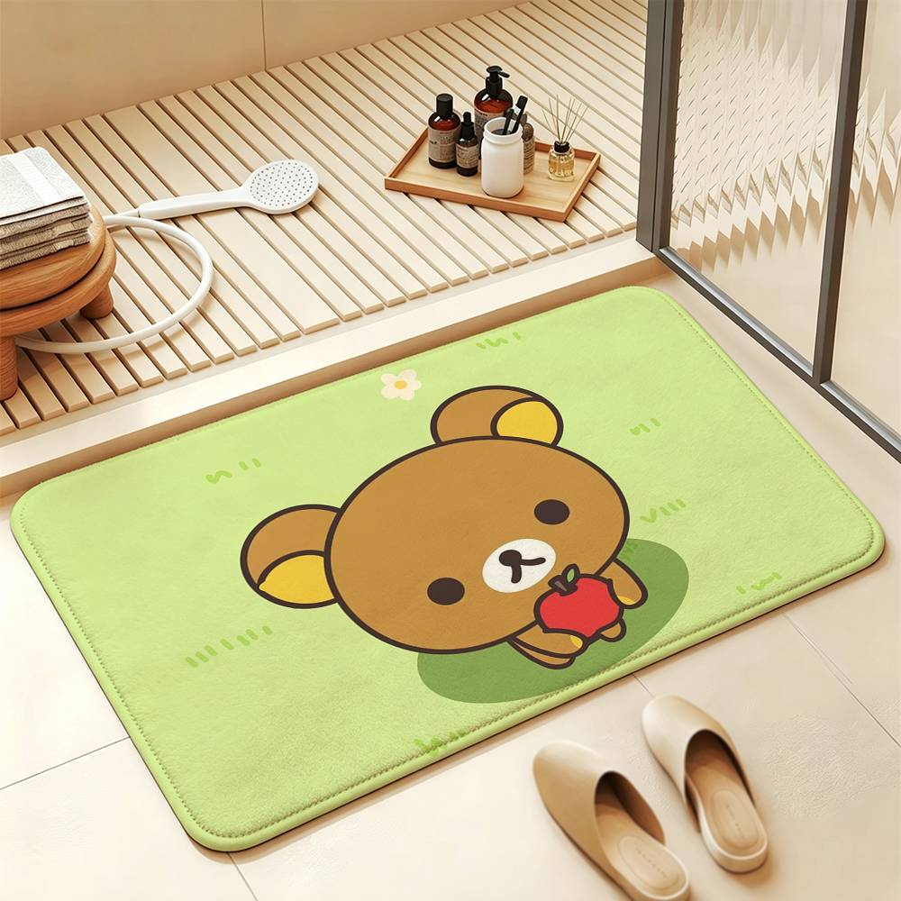 So Lovely R-Rilakkuma-S bear Anti‑Slip Floor Mat Short Plush Rug mat Soft Comfortable Machine Washable Home Decor