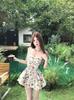 Sweet Design French Suspender Dress Women's Summer Floral Skirt Sweet A-shaped Skirt