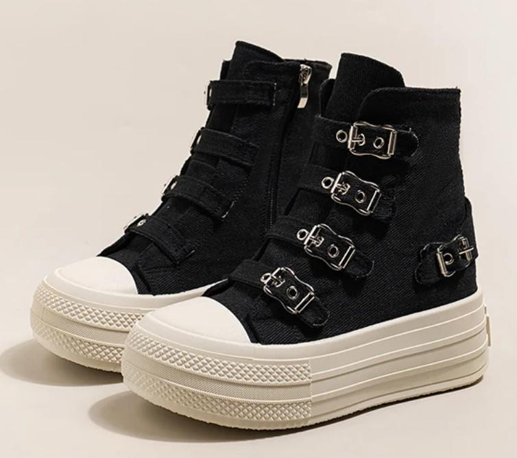 

Canvas Shoes Women New Casual All-top High Top Thick Sole Increase Vulcanized Shoes 36