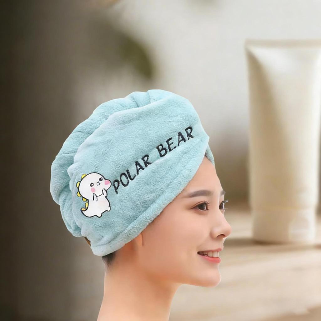 Bonnet de douche magique en microfibre, serviette brodée, chapeaux de bain, bonnet pour cheveux secs, séchage rapide, doux pour tête de Turban pour dame