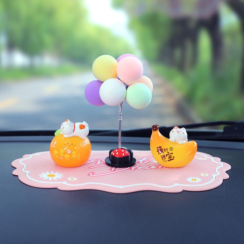 Mini Fruit Cat Car Decoration Set - Creative Interior Console Cartoon - Truly Cute Car Decoration Item