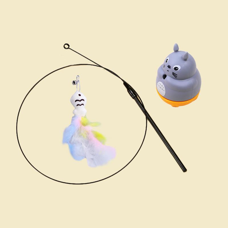 Cat Teasing Stick: Long Steel Wire Rod with Rotating Feather Toy for Kittens