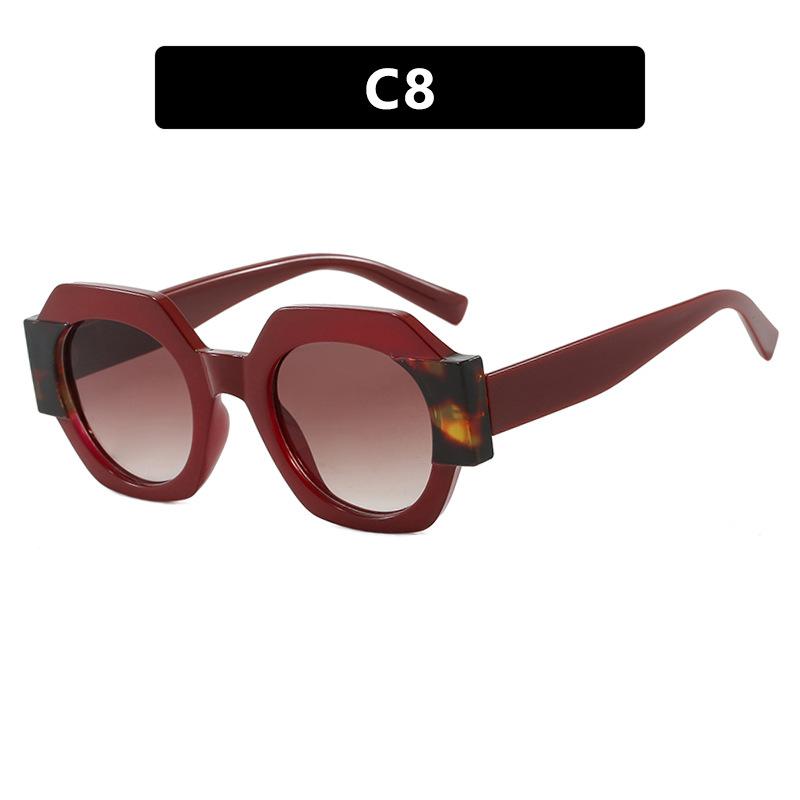 

Personalized Contrasting Color Women Men Glasses Thick Frame Gradient Lens Polygon Men Octagonal UV-blocking Sunglasses as pictures