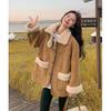 Korean Style Double-Sided Suede Jacket - Women's Winter 2026 Thick Lambswool and Leather Top