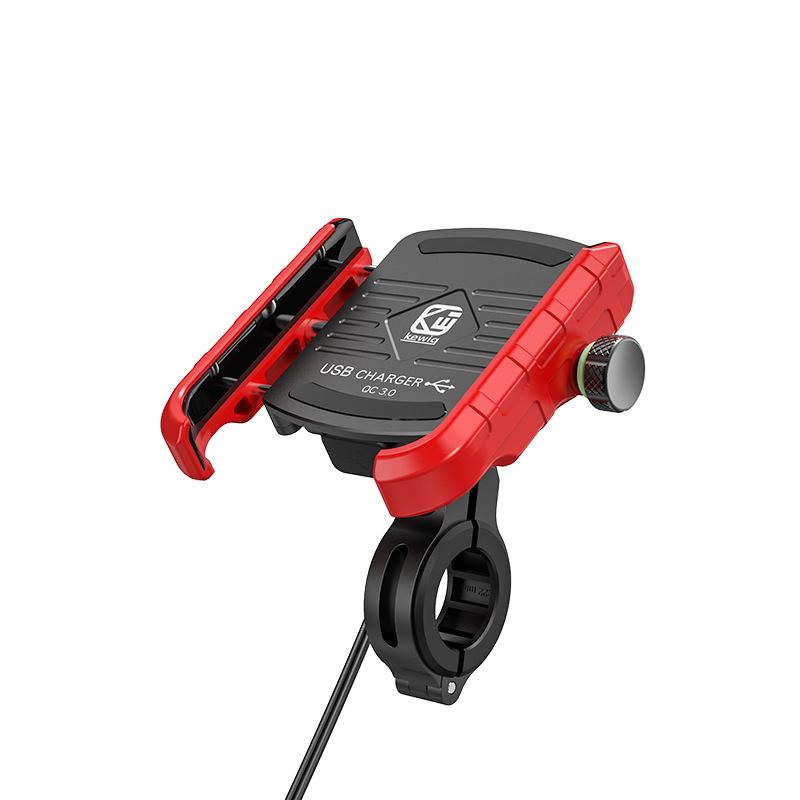 Motorsykkel Telefonholder Lader, USB/QC 3.0 Uttak med Bryter, 360° Vanntett, USB-lader, Aluminium Styre/Speilfeste for 3,5-6 Tommers Telefoner
