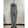 Women's Summer Casual Hooded Jumpsuit Loose Half Button Tapered Leg Romper Overall Pants