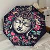 1pc Buddha Flowers Print Umbrella -Home Travel Portable Outdoor Accessories, Multi-functional Umbrella Gift0817003