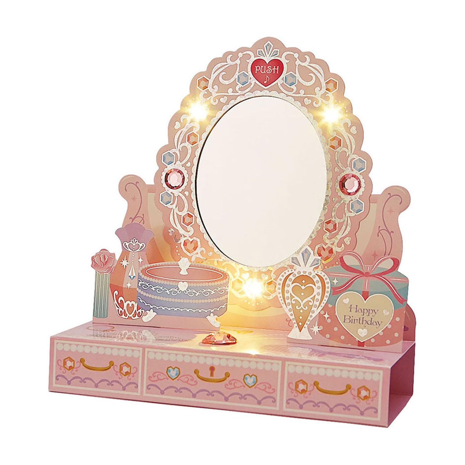 Sanrio Birthday Birthday Light Melody 174190 Card, Celebration, & Dresser, розовый