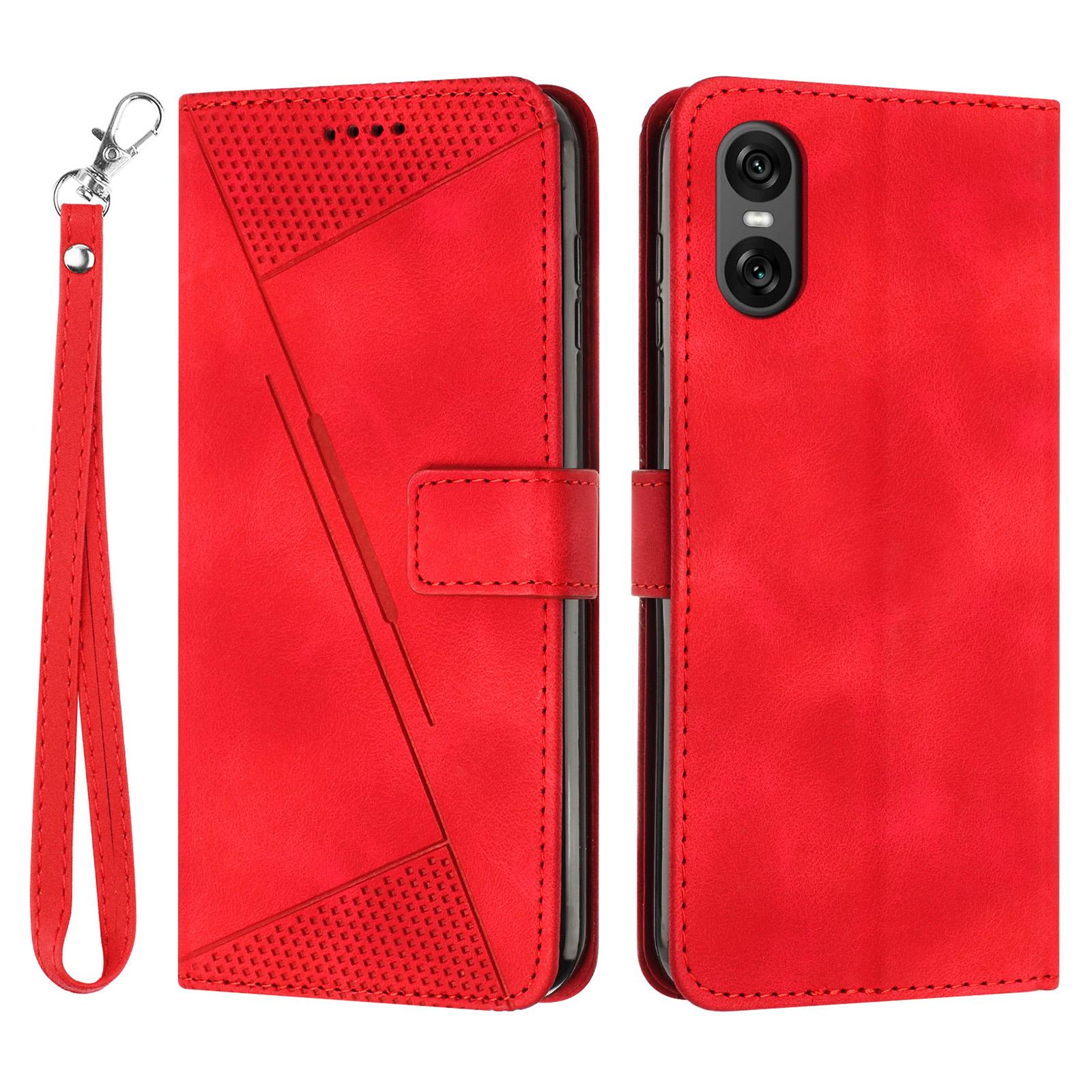 

Чехол-сумочка для Sony Xperia 5 VI с тиснением в виде треугольника, кожаный чехол для телефона B