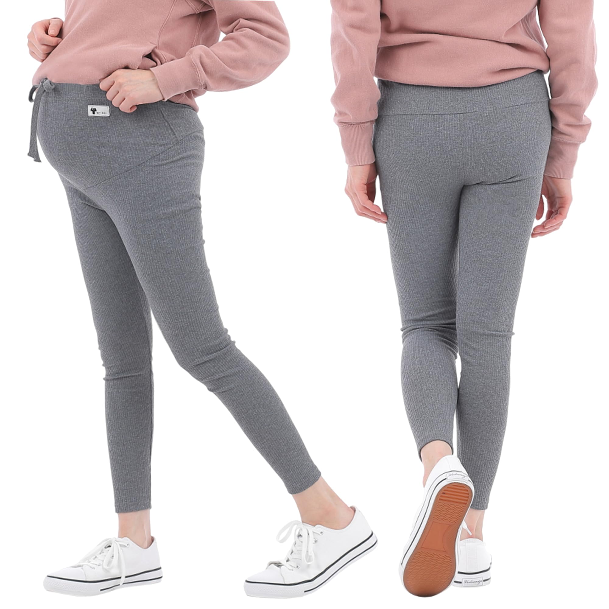 

Удобные эластичные брюки для беременных свободного кроя, подходящие для ношения после родов, темно-серые [QQOLi] Леггинсы, Спортивные брюки, Брюки, Ткань, Посадка, (JP, Алфавит, XL, Серый)