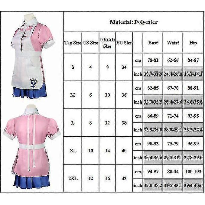 Set Costume Cosplay Mikan Tsumiki Festa di Halloween Camicia Grembiule con Fiocco Gonna Uniforme Travestimento Vestiti Roleplay da Cameriera 2025