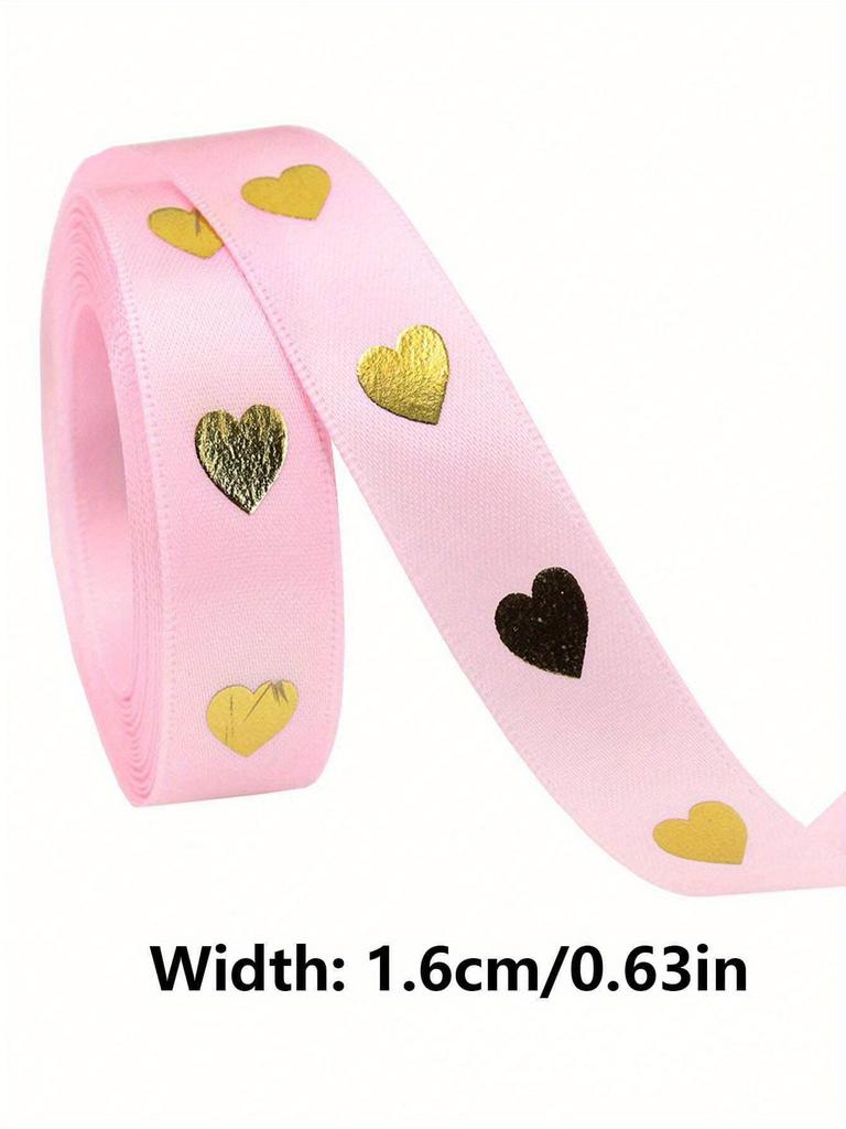 5 Yards Festive Golden Heart Ribbon High-Quality Polyester Holiday Ribbon, Wedding Ribbons, Gift Decoration Ribbons, Small Cake Decoration Ribbons
