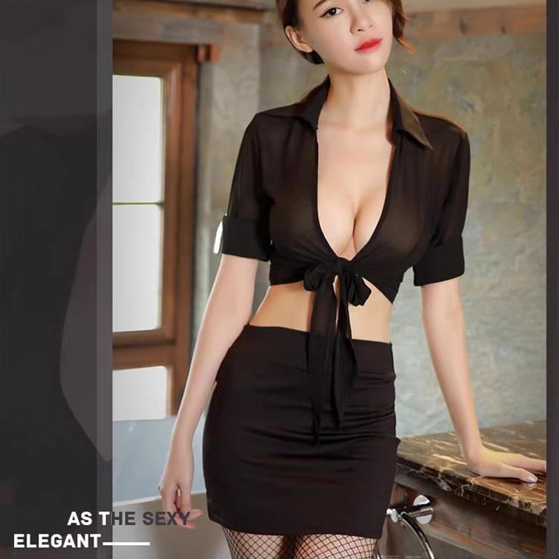 Sexy Underwear Female Secretary Hip Skirt Professional Pure Desire White Shirt Seduction Teacher Tight Role Play