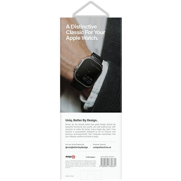 Uniq Osta Apple Watch Strap 42/44/45/    49Mm Series 1/2/3/4/5/6/7/8/9/10/Se/Se2/Ultra/Ultra 2 Stainless Steel Black/Midnight Black