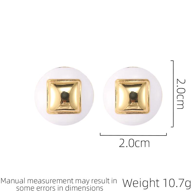White Oil Dropping Round Retro Earrings With Personalized Temperament And Versatile Women's Fashion Earrings