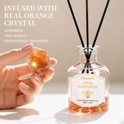 Difusor de Fragrância Sem Chama, Óleo de Laranja Doce Limão Sem Chama Com Vareta Difusora de Vime Aromatizador de Ar para Casa Quarto Decoração 50ml