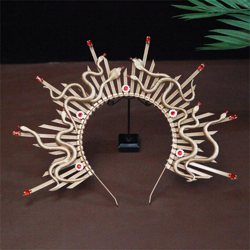 Unique Snake Crown Headband Mythology Style Adjustable Headband Perfect for Halloween Parties and Stage Performances