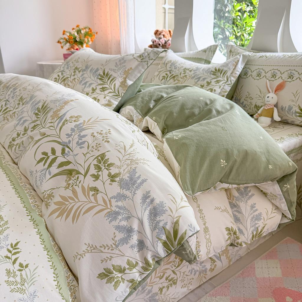 Small fresh pastoral cotton printing four-piece series bed sheet family student dormitory four-piece set