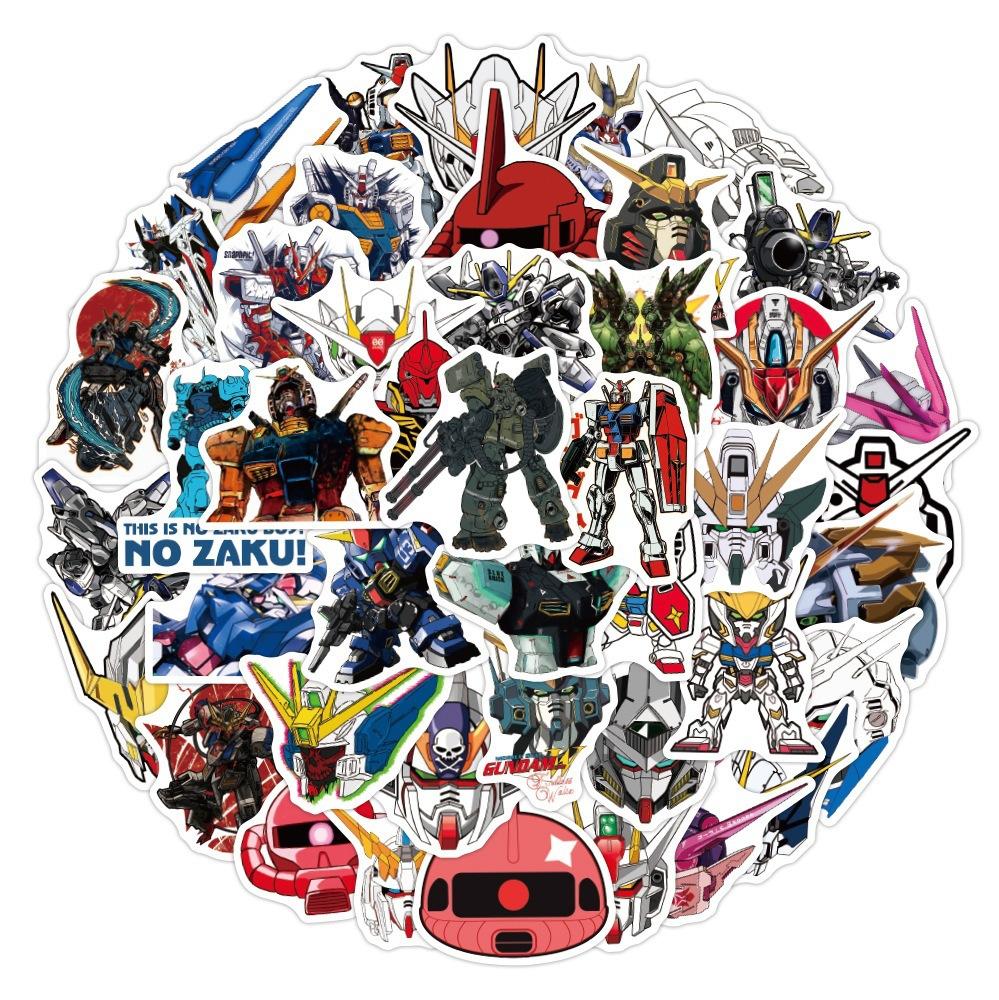 50Pcs Gundam Cartoon Graffiti Stickers Waterproof Diy Decals For Phone Laptop Skateboard Notebook Water Bottle Ipad Car Decor