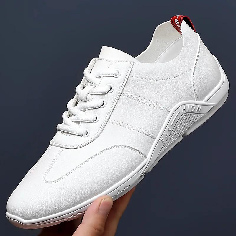 

Модная весенне-осенняя повседневная обувь из мягкой кожи для мужчин, модные новые дизайнерские однотонные кроссовки, мужские туфли-лоферы для бизнеса 38 белый