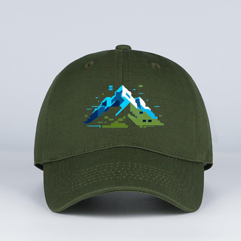 Fashion Pixel Snow Mountain Print Baseball Cap Retro Pixel Outdoor Style Outdoor Hiking Camping Travel Gift For Outdoor Enthusia