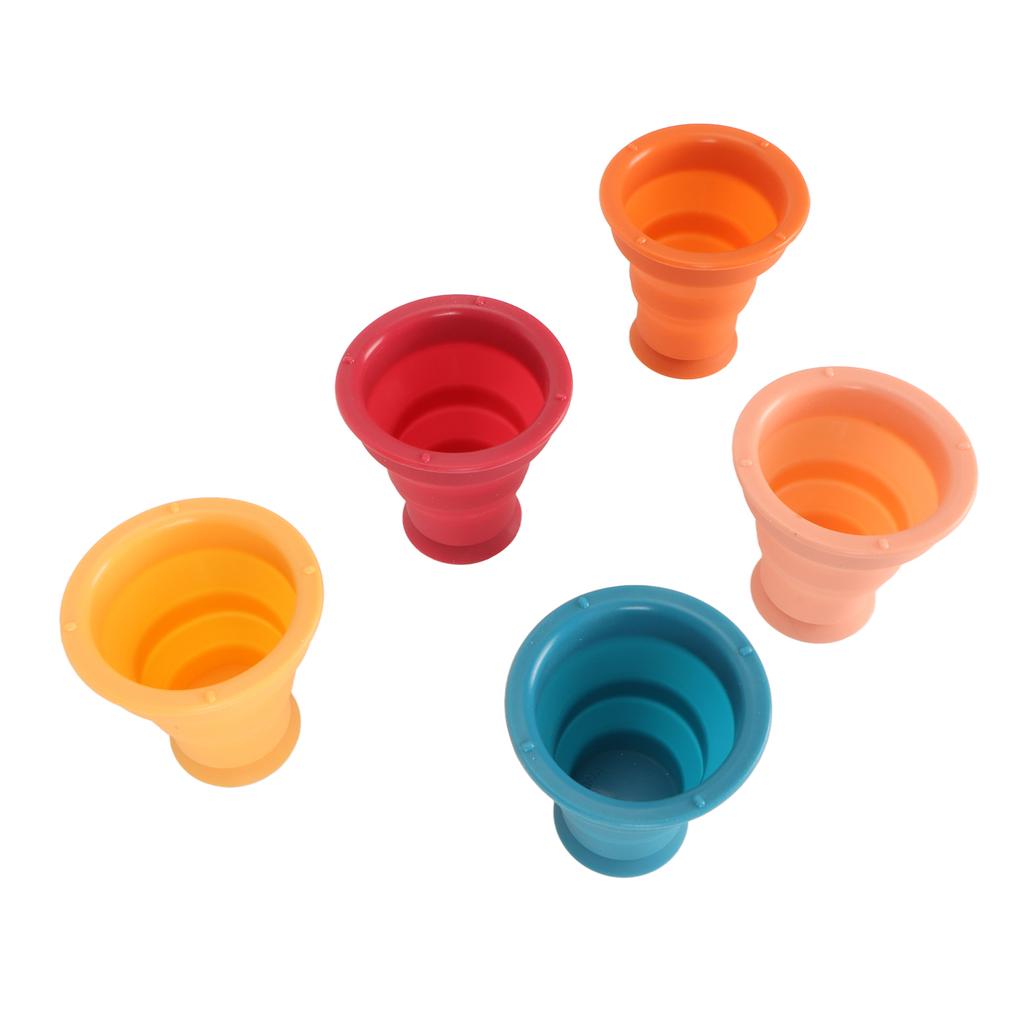 5pcs Suction Stacking Cup Toy Color Recognition Improve Coordination Silicone Baby Stacking Cup
