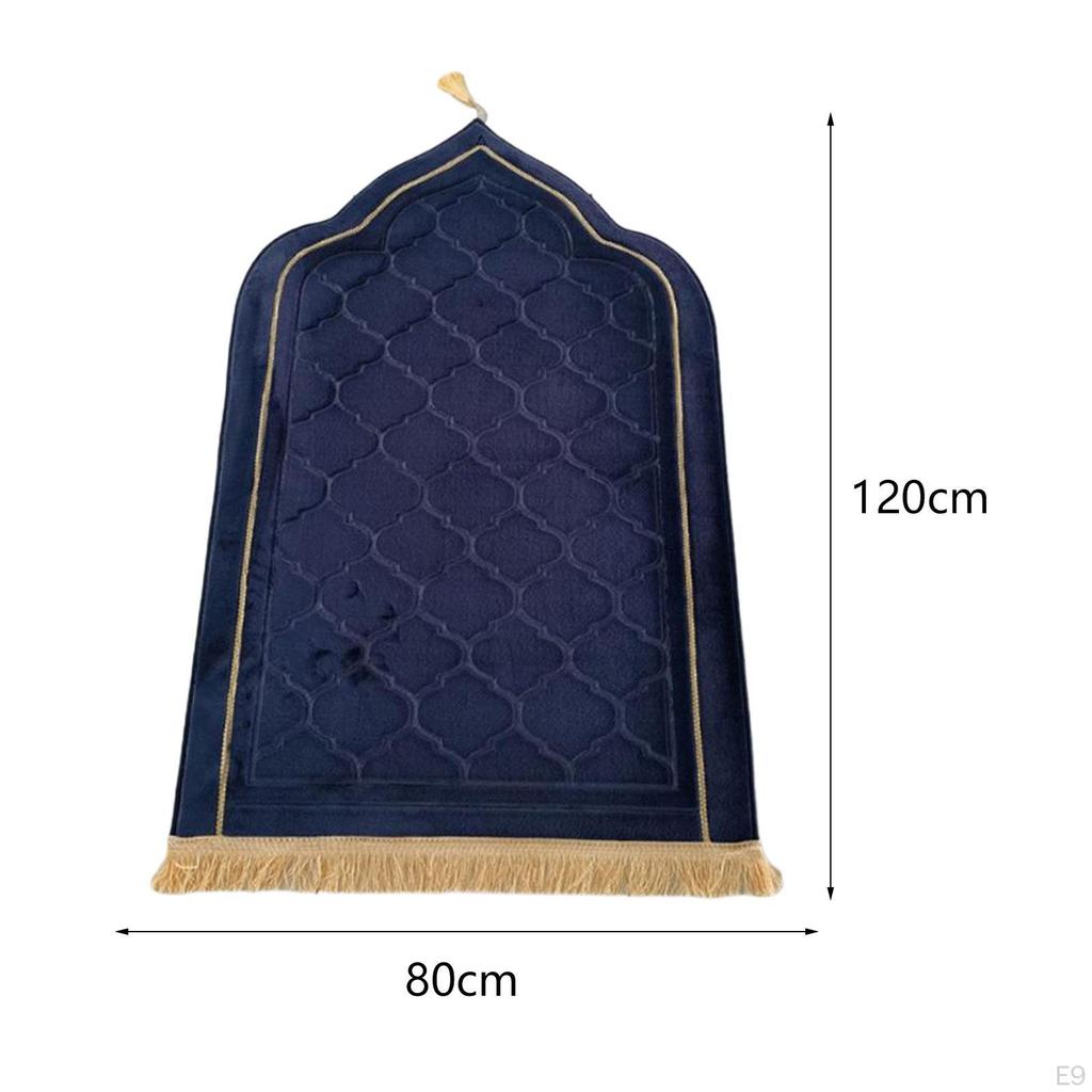 Islamic Prayer Rug Travel Portable Home Floor Embossing Worship Kneel Carpet
