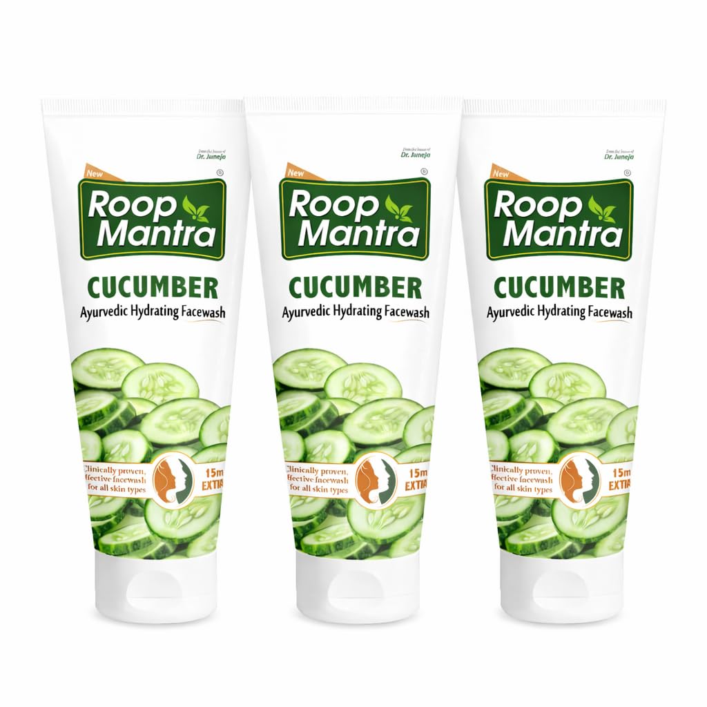 Roop Mantra Cucumber Face Wash 115ml (Herbal Face Wash for All) (Pack of 3, 115ml)