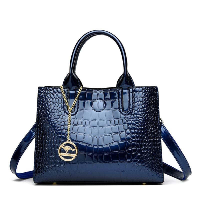 Luxury Crocodile pattern Large Capacity Commuting Women Crossbody Shoulder Bags Retro Patent Leather Handbags Shopping Tote Sac