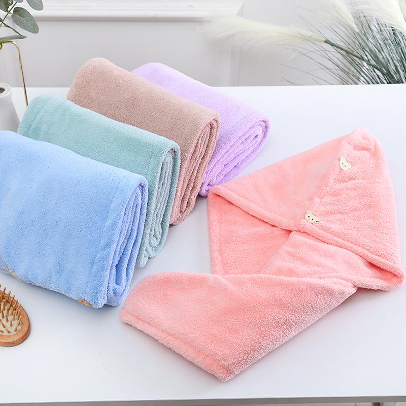 Thickened Coral Fleece Hair Drying Cap - Absorbent, Quick-Drying, Autumn/Winter Style Head Wrap